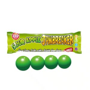 Jawbreaker Sour zijn harde snoepballen met een zure smaak met aan de binnenkant bubblegum