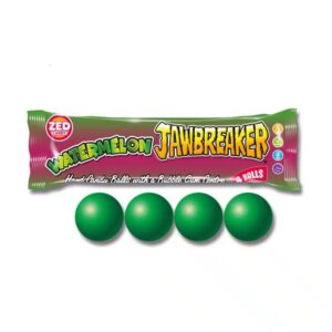 Jawbreaker met watermeloen smaak die aan de binnenkant een kauwgom hebben