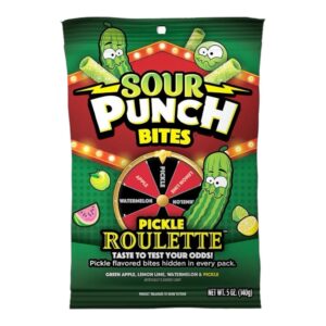 Sour Punch, het roulette spel met de gekke smaak van Pickle ofwel augurk. Ooit weleens augurken snoepjes geproefd?