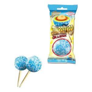 Jawbreakers in a stick. extra grote jawbreaker in blue raspberry smaak